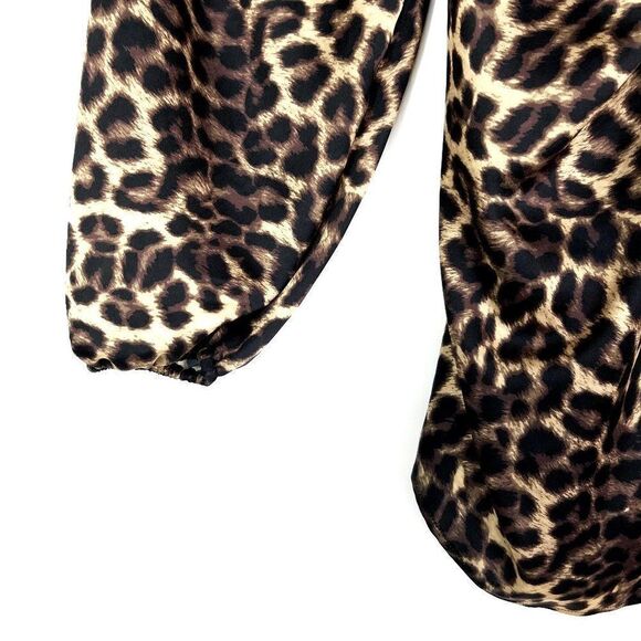 1.State Luxe Animal Satin Off Shoulder 3/4 Sleeve Top - Picture 7 of 9